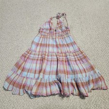 Urban Outfitters Kimchi Blue Multicolor Plaid Halter Dress Ruffle Hem Sz Small