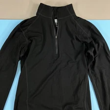 Wool Ibex Woolies Tech 1/4 Zip Base Layer, Mens Medium Black Long Sleeve