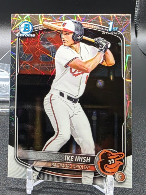 2025 Bowman Draft Ike Irish Chrome Lazer Refractor 1st Prospect #BDC-16 Orioles