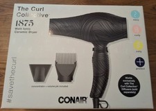 Conair The Curl Collective 1875 Watt Iconic Ceramic Ionic Hair Dryer Black NEW O