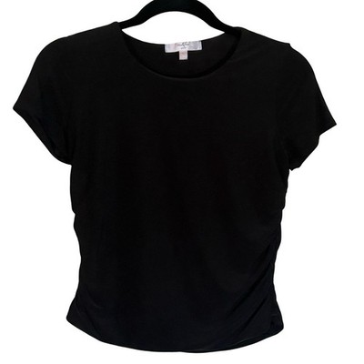 Moa Moa Twist Hem Top Girls Large Black Short Sleeve Pullover