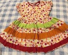 Girls Size 2-3 Multicolor Polka Dot Fit  Flare Cap Sleeve Knee Dress Bow