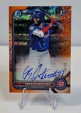 2022 BOWMAN CHROME PROSPECT AUTOGRAPHS CPARQT RONNIER QUINTERO ORANGE SHIMMER/25