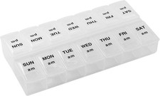 Weekly 7-Day AM/PM Pill Organizer, Vitamin Case, Medicine Box, 2 Times a Day