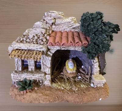 VTG Star Over The Holyland Stable Building & Manger And Baby Jesus Lighted Works