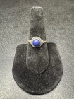 VINTAGE Sterling Silver 925 Ring Round Lapis Lazuli Bezel Blue Stone Jewelry SZ8
