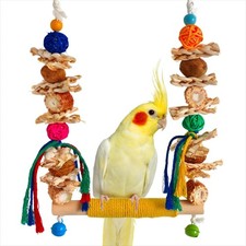 Natural Bird Swing Perch Chew Toy for Parakeets Conures Small Birds