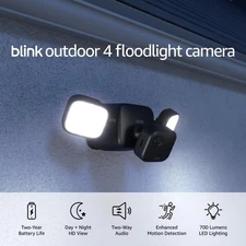 Blink - Outdoor 4 Battery-Powered 1080p Security Camera with Floodlight - Black