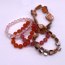 Unbranded Pink Beaded Stretch Bracelets New Set of 5