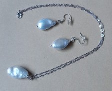 Hand made baroque freshwater pearl necklace and earrings set