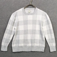 LL Bean Sweater Womens Medium Jacquard Cotton Cashmere Crewneck Outdoor Layer