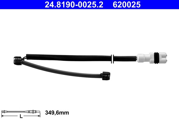Front Left ATE 24.8190-0025.2 Warning Contact, brake pad wear for PORSCHE