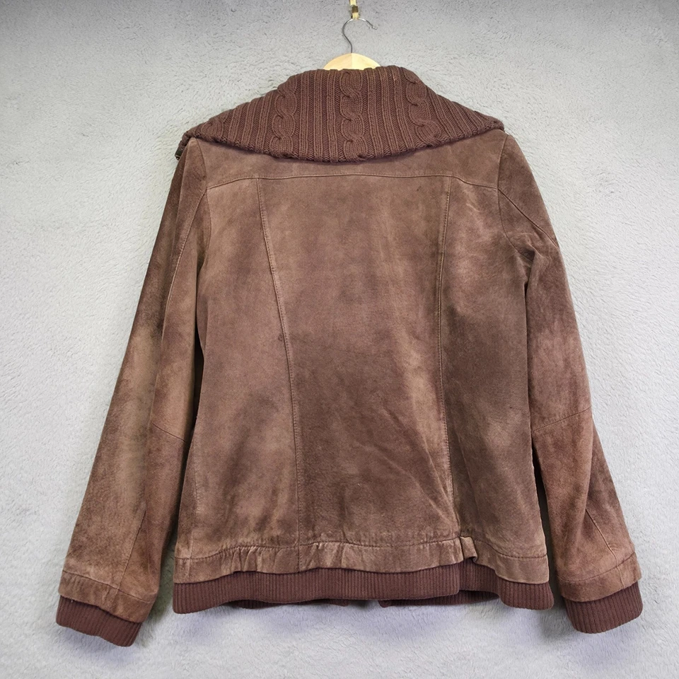 Chaqueta de gamuza para mujer L marrón tejido ribete vaquera occidental rústica granero ropa exterior de invierno Foto 4 de 4