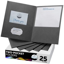 Two-Pocket Folders, Dark Gray Color, 25-Pack, Textured Paper, Matte Finish, L...