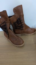 Ladies Ankle Boots Zip Closure Brown Size 6