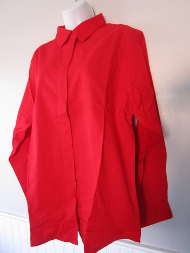 Chemise/haut femme rouge 100% coton M manches longues boutonné caché avec poche - Photo 2/7