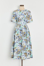 90s Light Blue Floral Skirt Set M/L