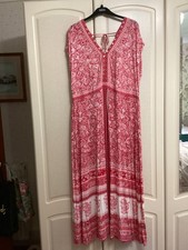 MONSOON XL LADIES MAXI DRESS NEW WITHOUT TAGS, SIZE 20/22 RED AND CREAM £59.00