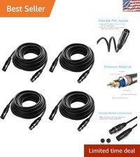 25ft Gold-Plated XLR DMX Cable 4-Pack - Perfect for DJs  Stage Lighting