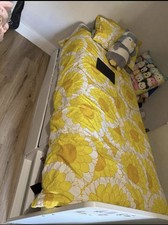 Children's White Wooden Single Bed Frame with Storage Drawers & Side Panels