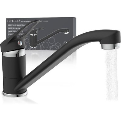 EISL Spültischarmatur SPEED, Wasserhahn Küche Chrom/Schwarz