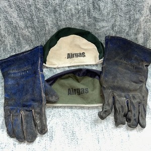 Welder Welding Gloves Cowhide Leather & 2 x Airgas Caps / Beanies