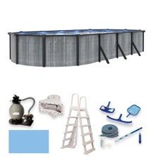 San Pedro 12x24-ft Oval 52-in Deep 6-in Top Rail Above Ground Steel Wall