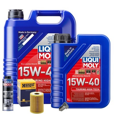 Motoröl 15W40 LIQUI MOLY 6L+HENGST Ölfilter+Spülung+Ölablassschraube
