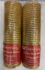 2x gold metallic deco mesh 10 in x 30 ft ribbon wreath DIY crafts Xmas