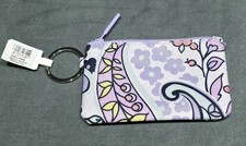 NWT Vera Bradley Lighten Up Zip ID Case Keychain Maddalena Paisley Soft RFID...