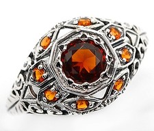 1CT Natural Fire Garnet 925 Solid Sterling Silver Ring Jewelry Sz 9