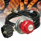 Adjustable LPG Propane Gas Stove 4ft Hose & Regulator BBQ Grill Burner Wok Fryer