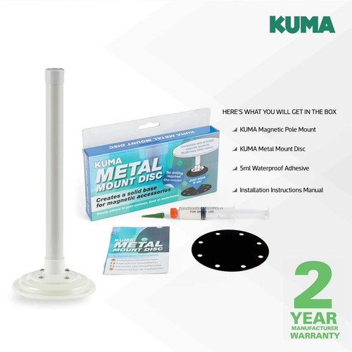 KUMA Magnetic Pole Mount with Metal Mount Disc 300mm White for TV Aerial Antenna - Picture 6 of 8