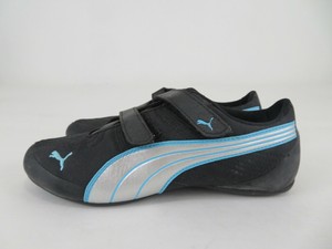 puma black blue shoes
