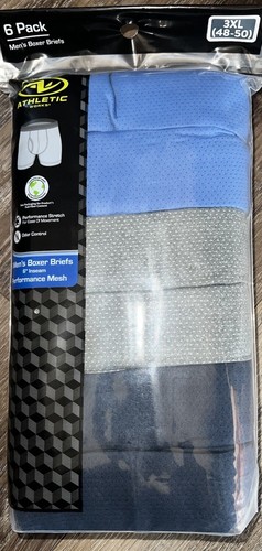 Athletic Works 6-Pair Mens Boxer Briefs Underwear Performance 6" Inseam ~ 3XL