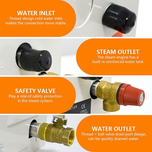 9KW Steam Generator Machine Auto Drain Sauna Bath Shower Heating for Space 9m³ - Picture 11 of 12