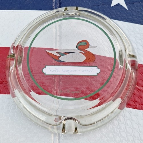 Vintage Georges Briard Heavy 8" Clear Glass Ashtray with Green Winged Teal Duck - Picture 5 of 6