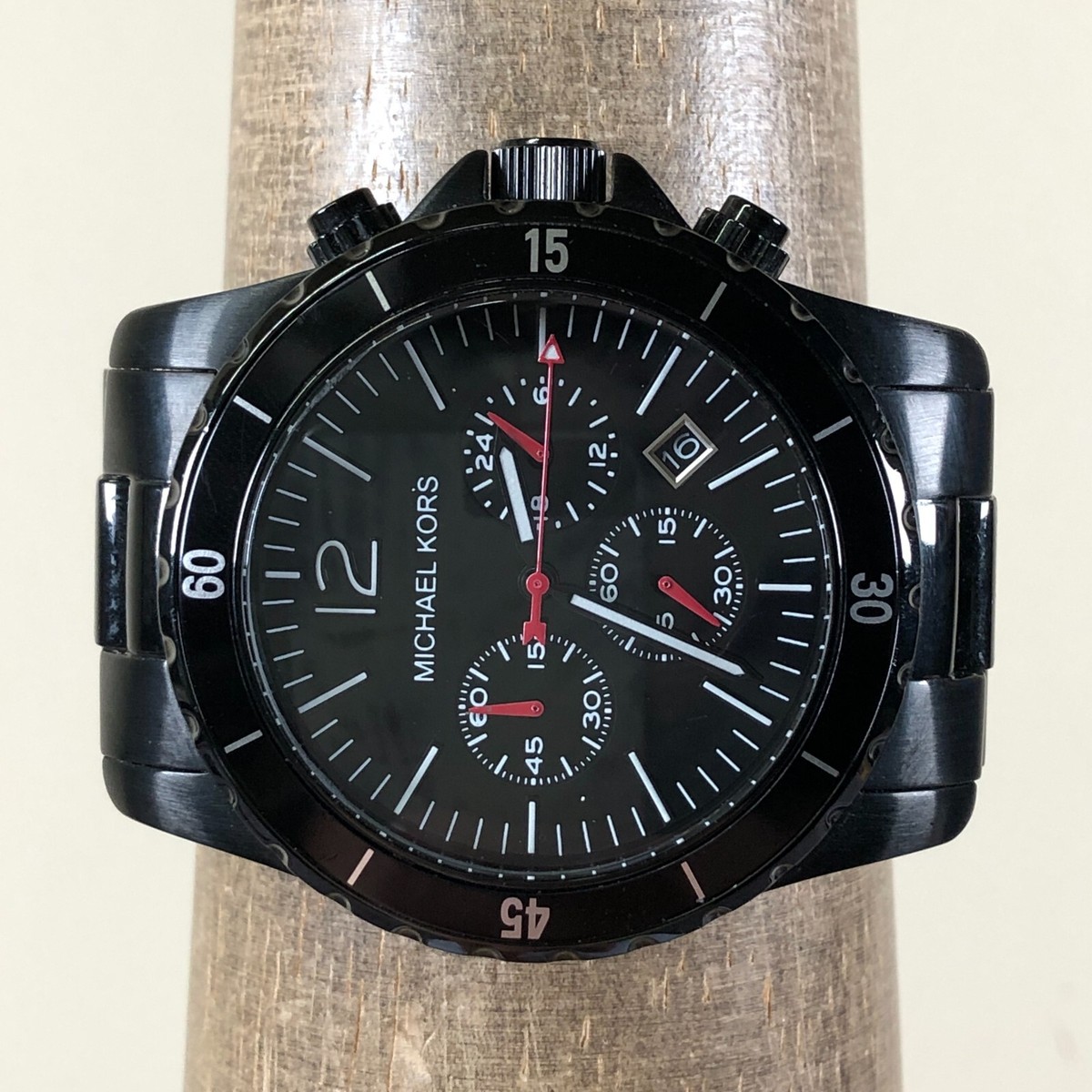 Michael Kors Men MK-8161 Chronograph Black Tone Quartz Analog 45mm
