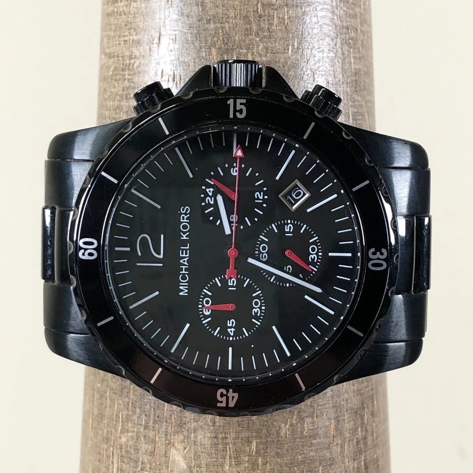 Мужские кварцевые аналоговые часы с хронографом Michael Kors MK-8161 черные тона 45 мм 7 дюймов - Изображение 2 из 4