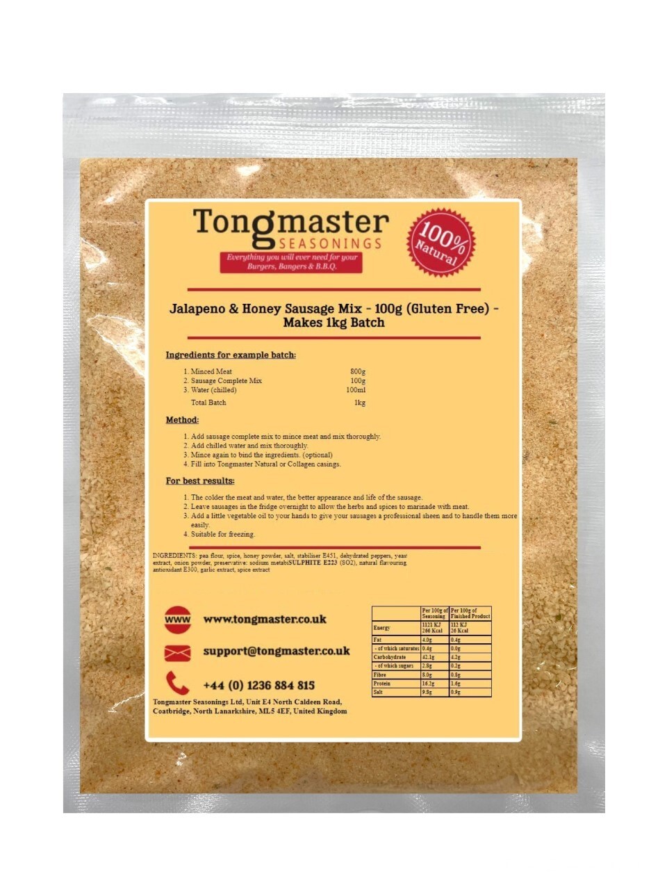 Jalapeno & Honey Sausage Mix - 100g (Gluten Free) - 1kg Batch