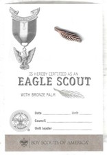 SCOUTS BSA EAGLE RANK AWARD BRONZE PALM PIN NEW CURRENT WITH CARD