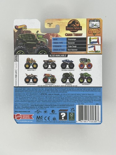 2025 Hot Wheels Monster Trucks Jurassic World Chaos Theory TRICERATOPS Truck NEW - Picture 2 of 2