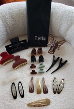 23 Hair Accessories Lot-Barrettes, Claw Clips, Topsy Turvy-Vintage To Now