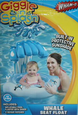 Wham O Giggle N Splash Blue Whale Seat Float Sunshade Ages 6-18 mos NIB