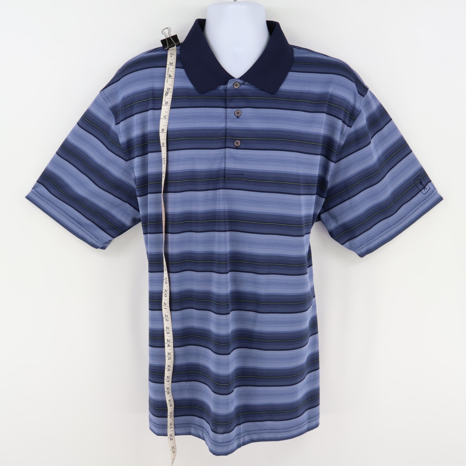 Champions Tour Polo Golf Shirt Mens Sz XXL Blue Striped 100% Polyester Athletic