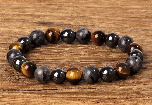 Bracelet Perlé OEIL DE TIGRE | Bracelet De Perles De Pierres Marron Pret A Offrir Pour Lui - Foto 3