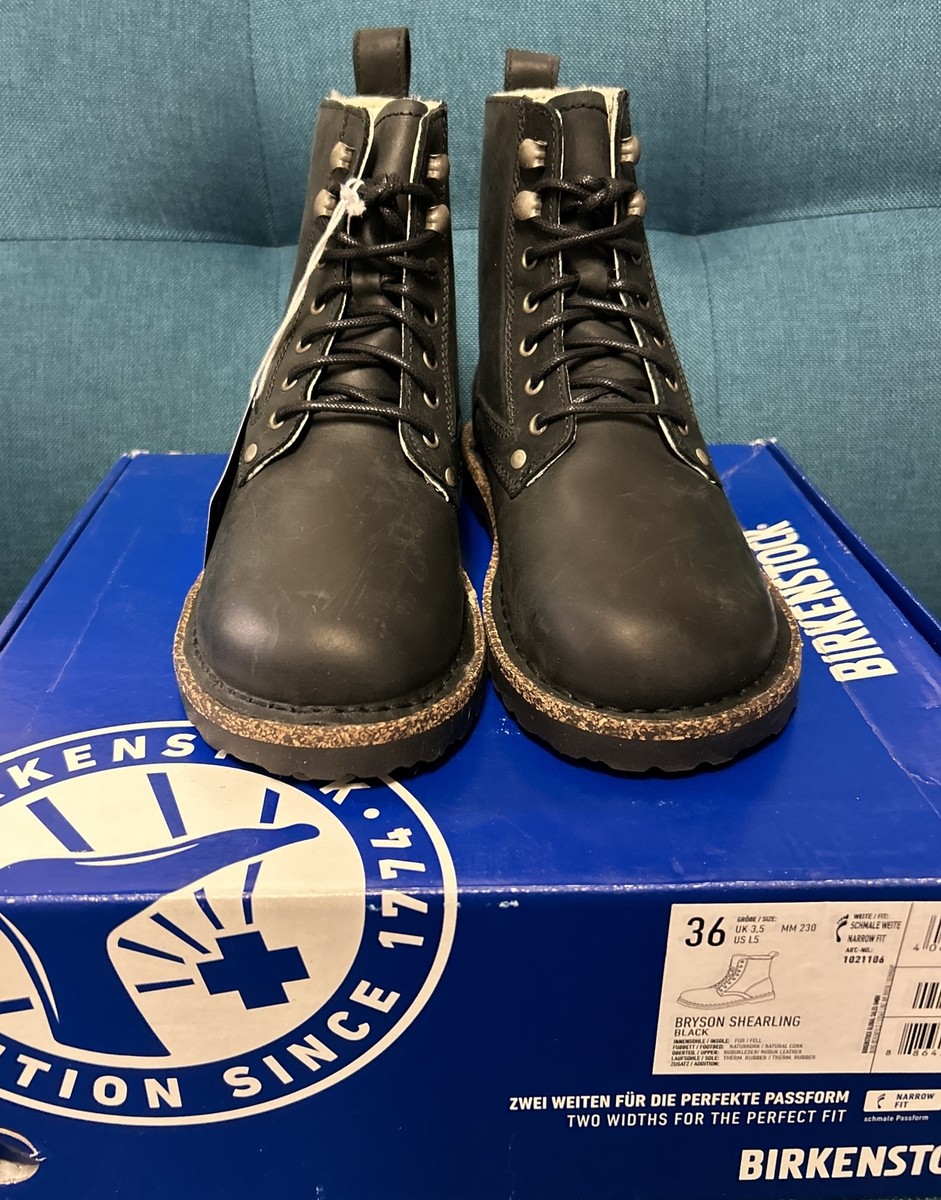 Birkenstocks Unisex Bryson Shearling Nubuck Leather Black Boots