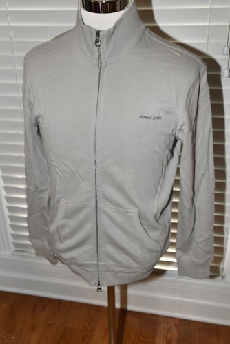Armani Jeans Light Gray Full Zip Up Cardigan 100% Cotton size MEDIUM AJ-81  LOGO | eBay