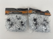 2 Super Stretch Creepy Spider Web Halloween Party Decor With Spiders Webbing