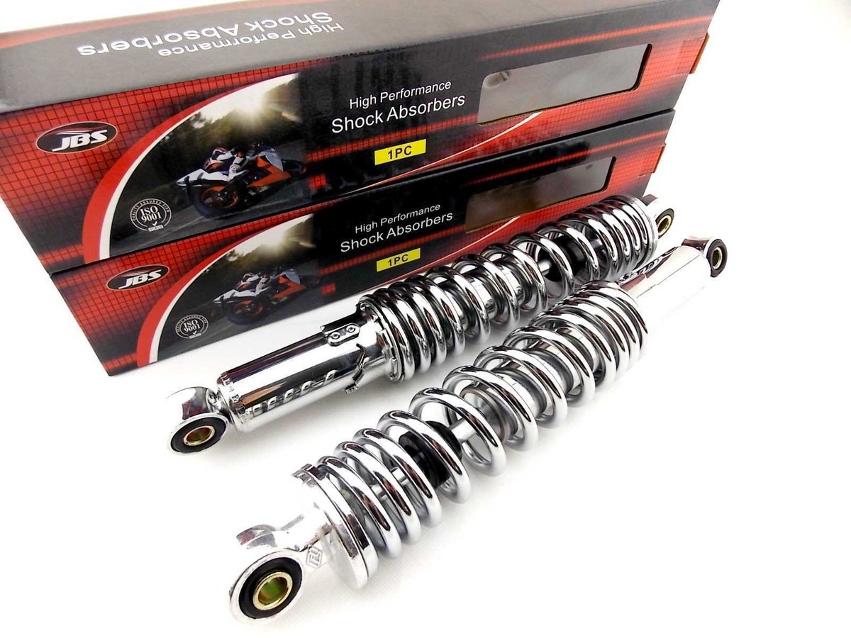 SUZUKI TF125 77-20 320mm JBS CHROME REAR SHOCK ABSORBERS EYE TO